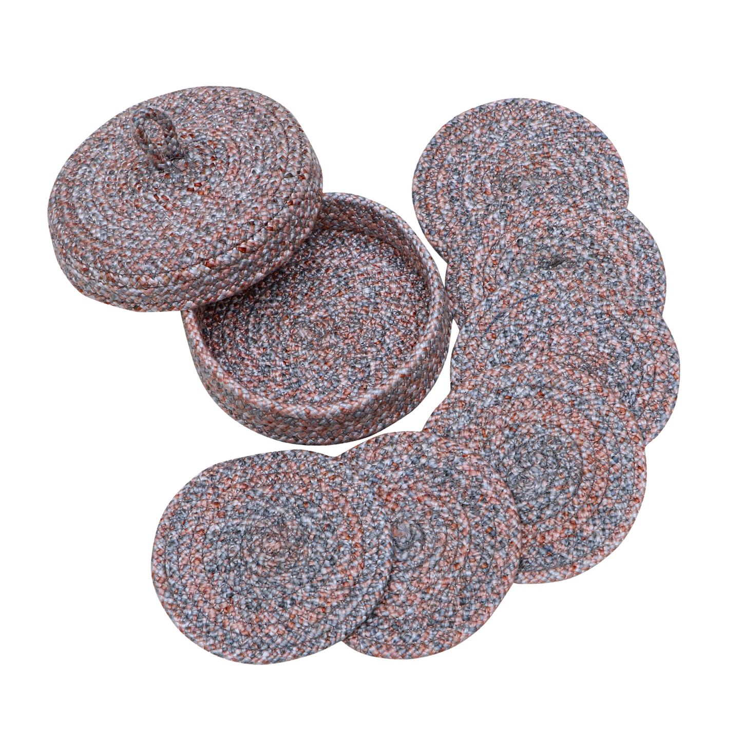 Coaster set with Lid Basket - Copper