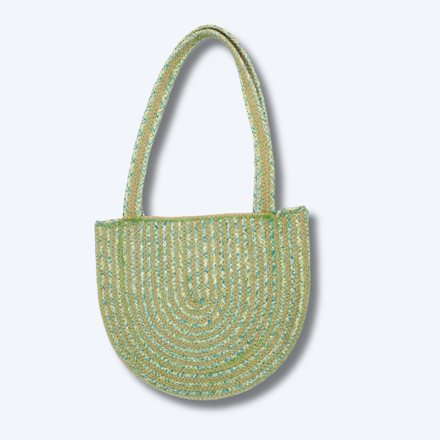 Golden Sling Bag – Shine Bright with Elegant Pastel Green & Gold Weave