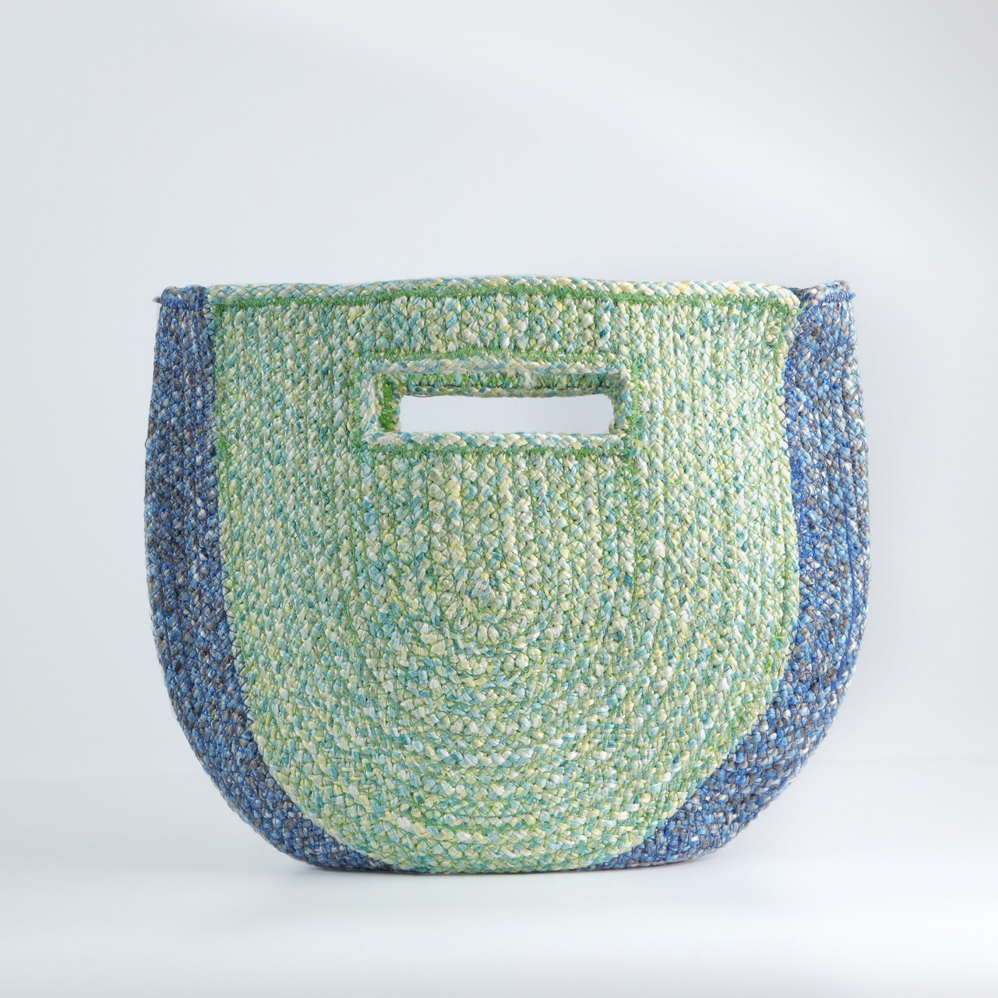 Polyester Pastel Meadow Green & Blue – Elegant Hand Bag