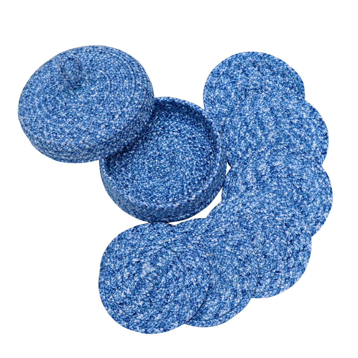 Coaster set with Lid Basket - Denim Blue