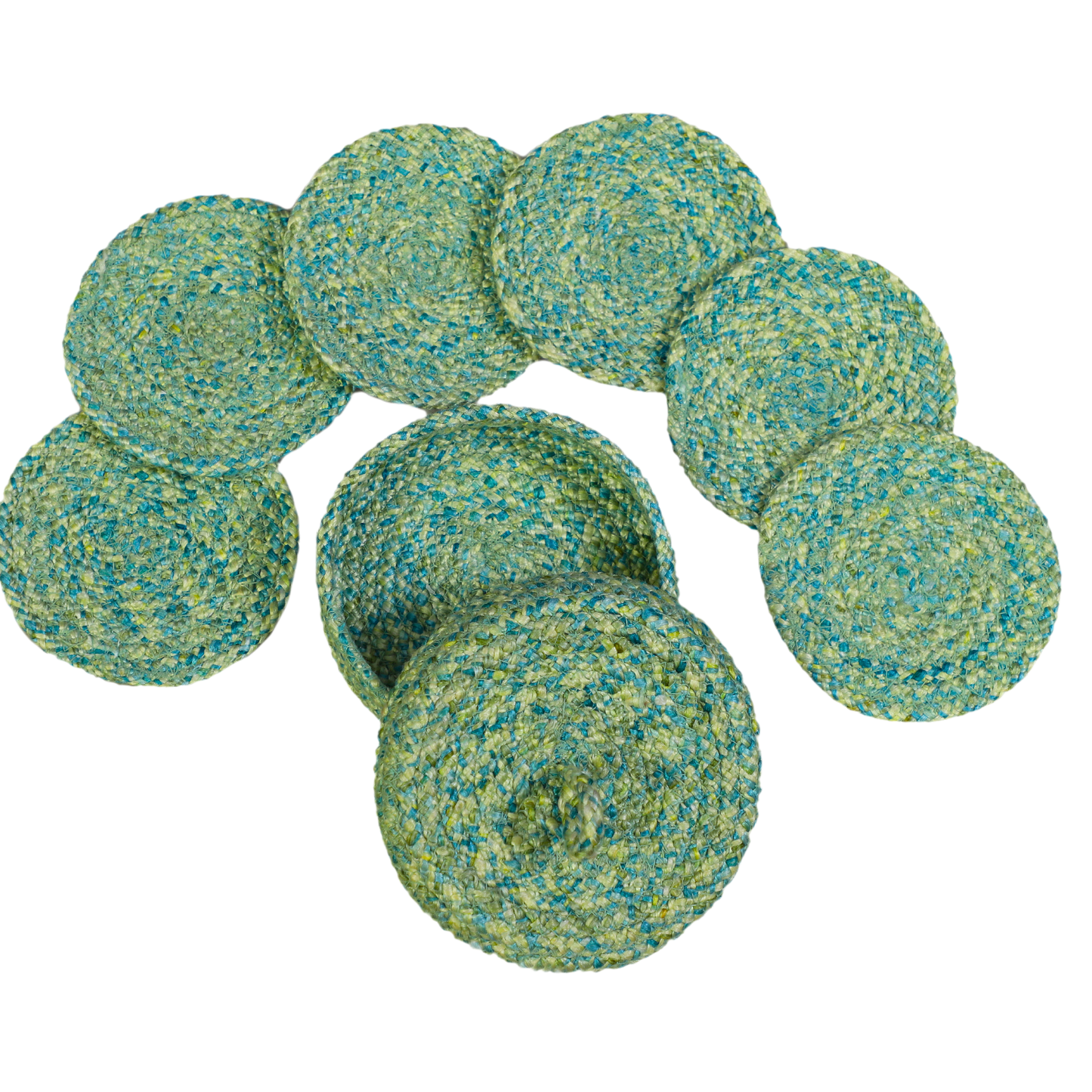 Coaster set with Lid Basket - Turquoish Blue