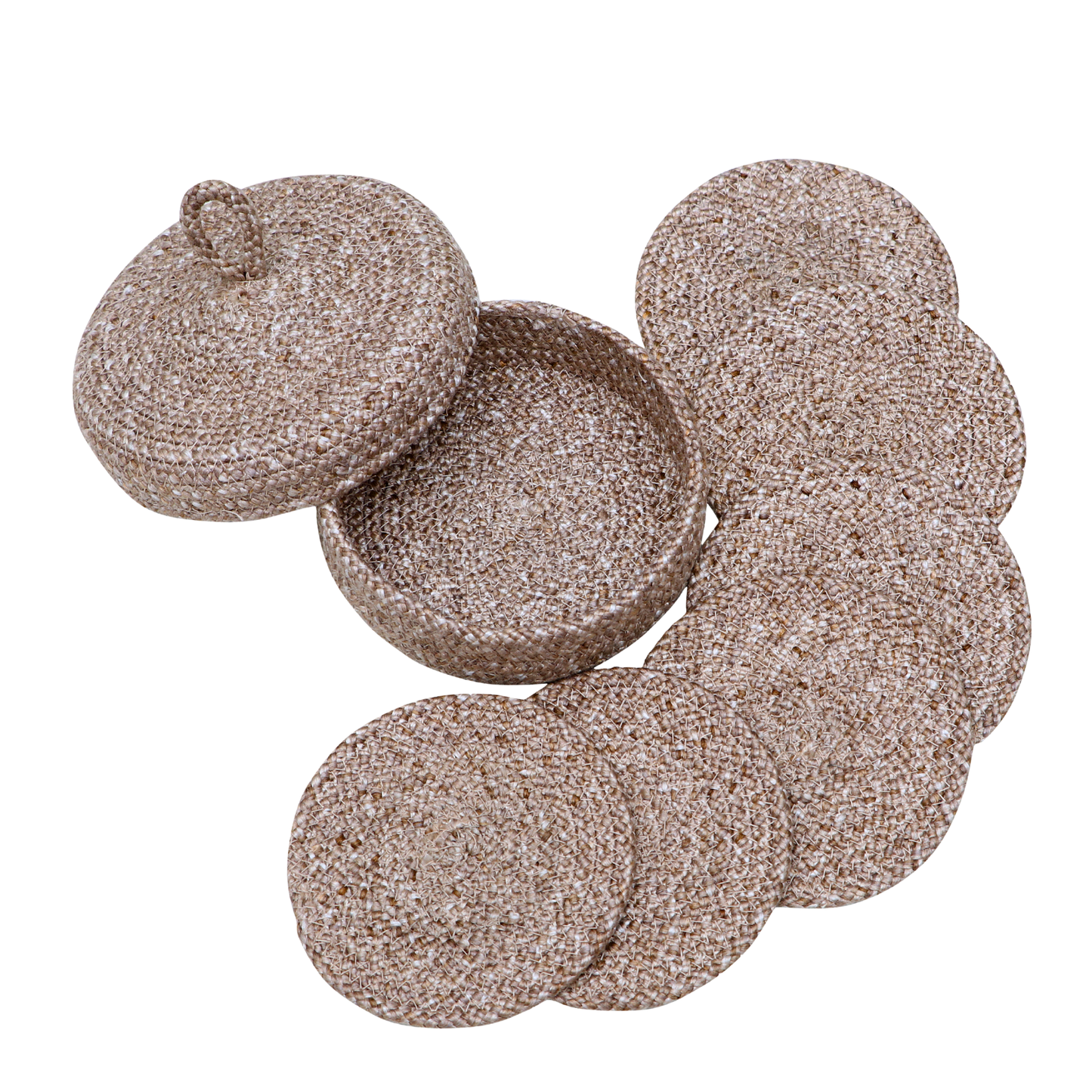Coaster set with Lid Basket - Beige