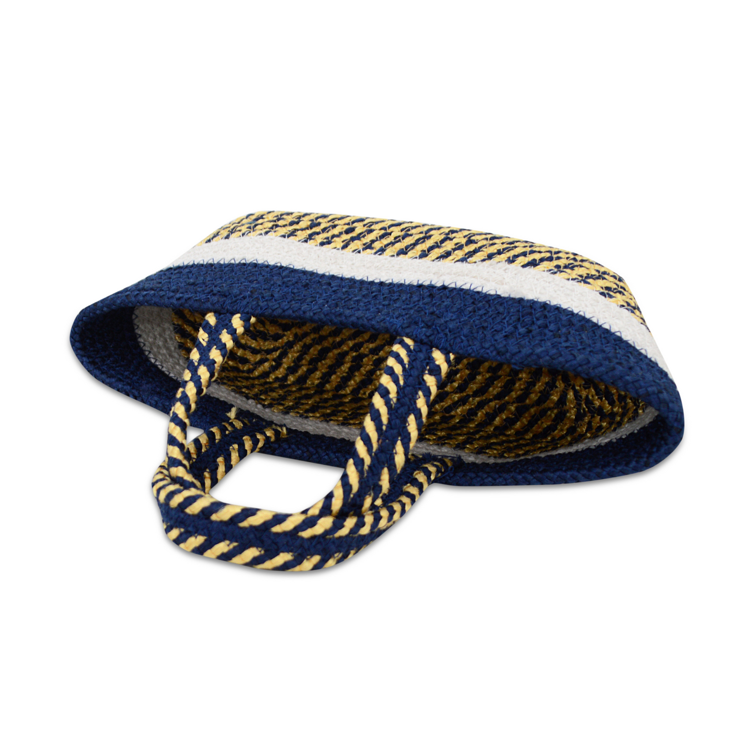 Handwoven Basket - Navy Blue and White
