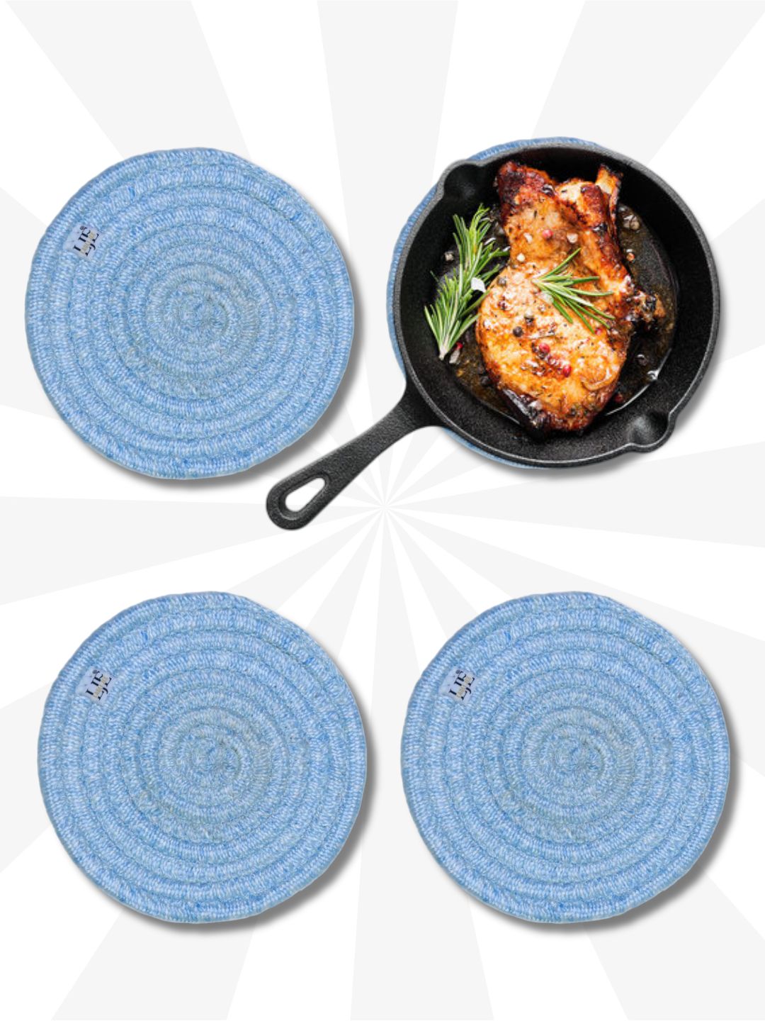 Bright Blue Woven Polyester Pot Holder– Heat-Resistant and Durable Kitchen Essential