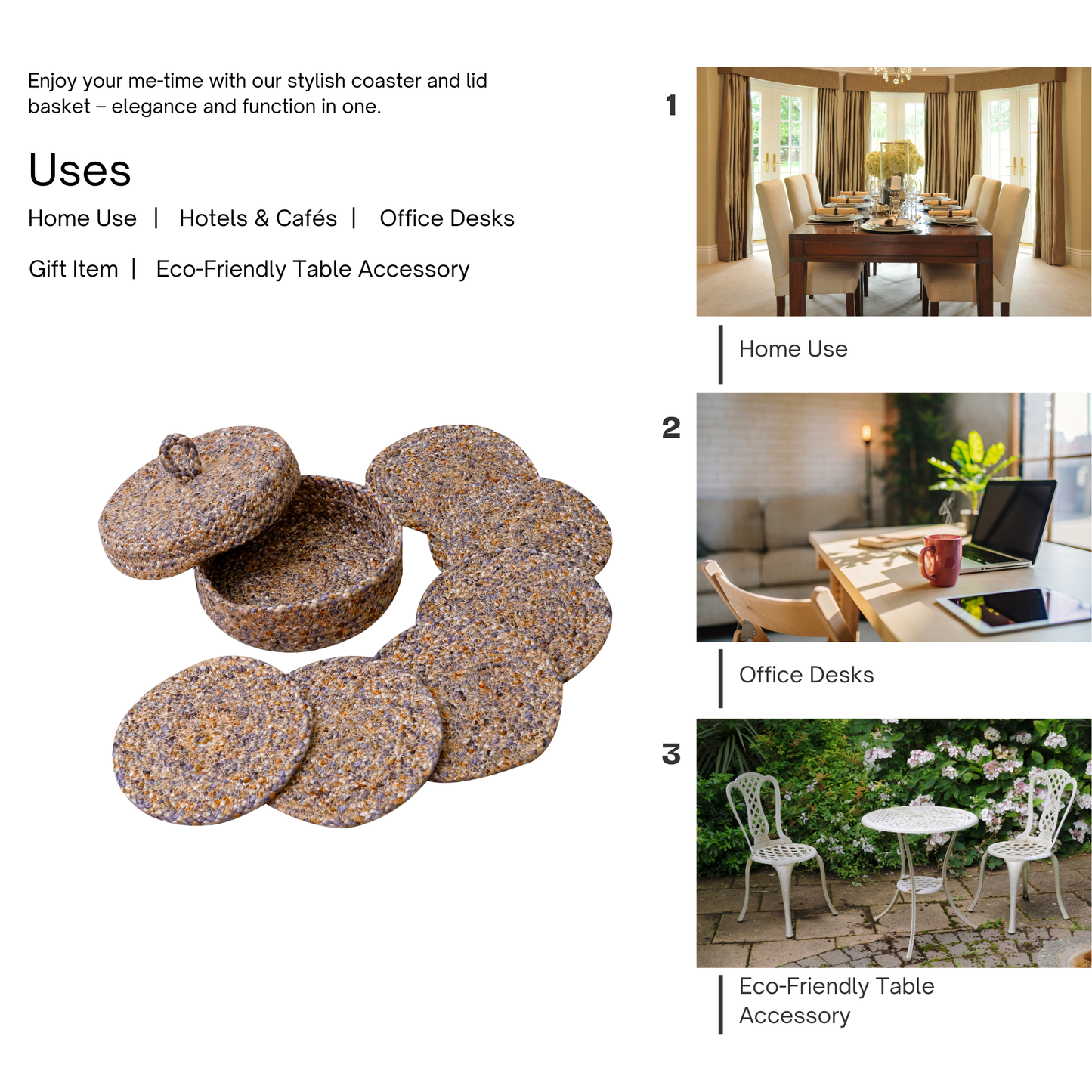 Coaster set with Lid Basket - Rustic Lavender Blend