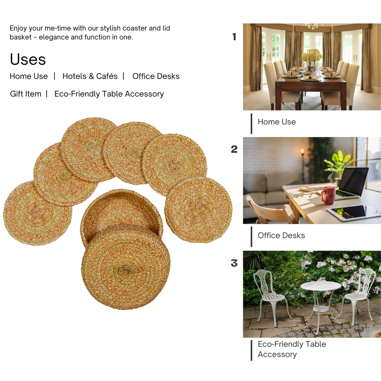 Coaster set with Lid Basket - Orange