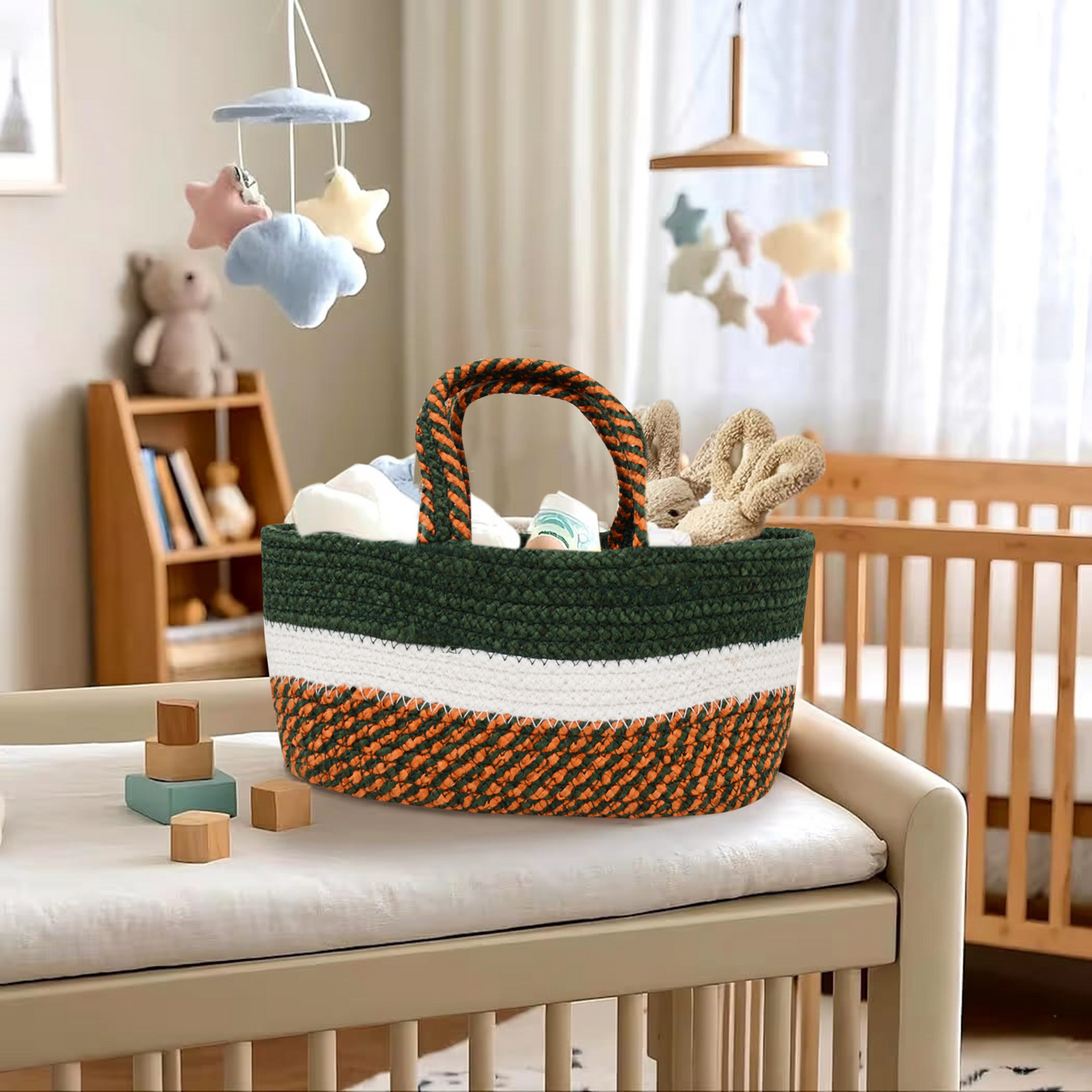 Handwoven Basket - Forest Green
