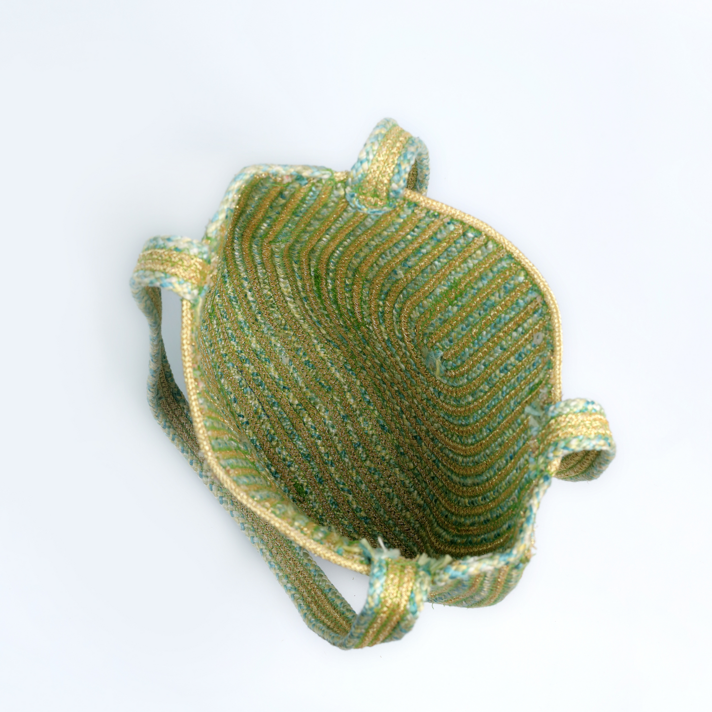 Golden Sling Bag – Shine Bright with Elegant Pastel Green & Gold Weave