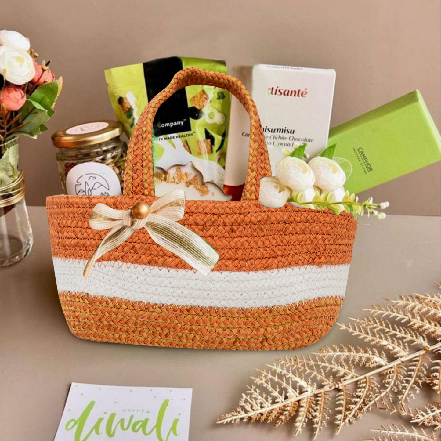 Handwoven Basket - Rust Orange