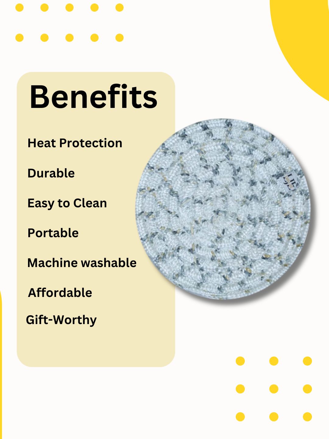 Bright Light grey Woven Polyester Pot Holder – Heat-Resistant and Durable Kitchen Essential**