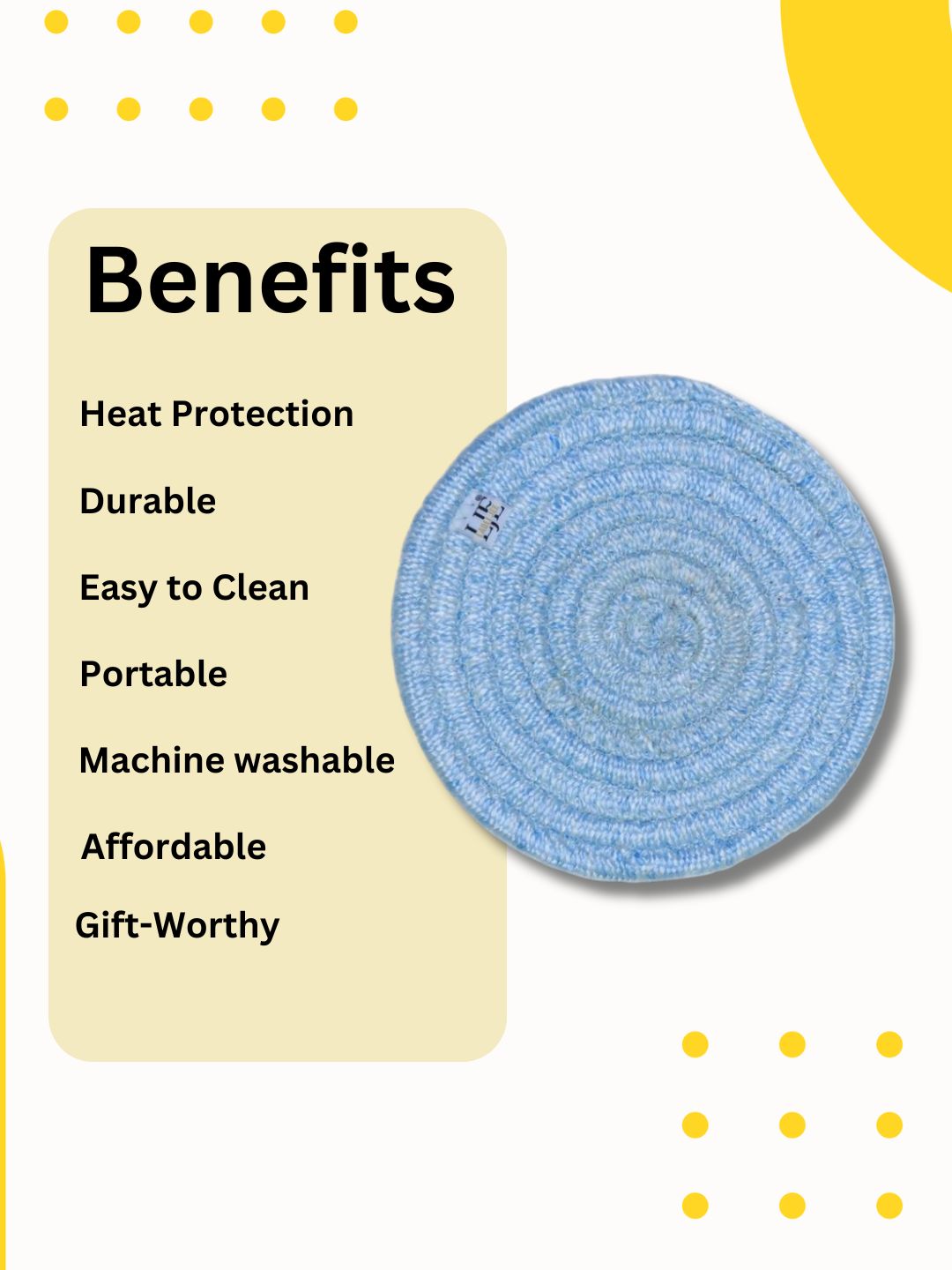 Bright Blue Woven Polyester Pot Holder– Heat-Resistant and Durable Kitchen Essential
