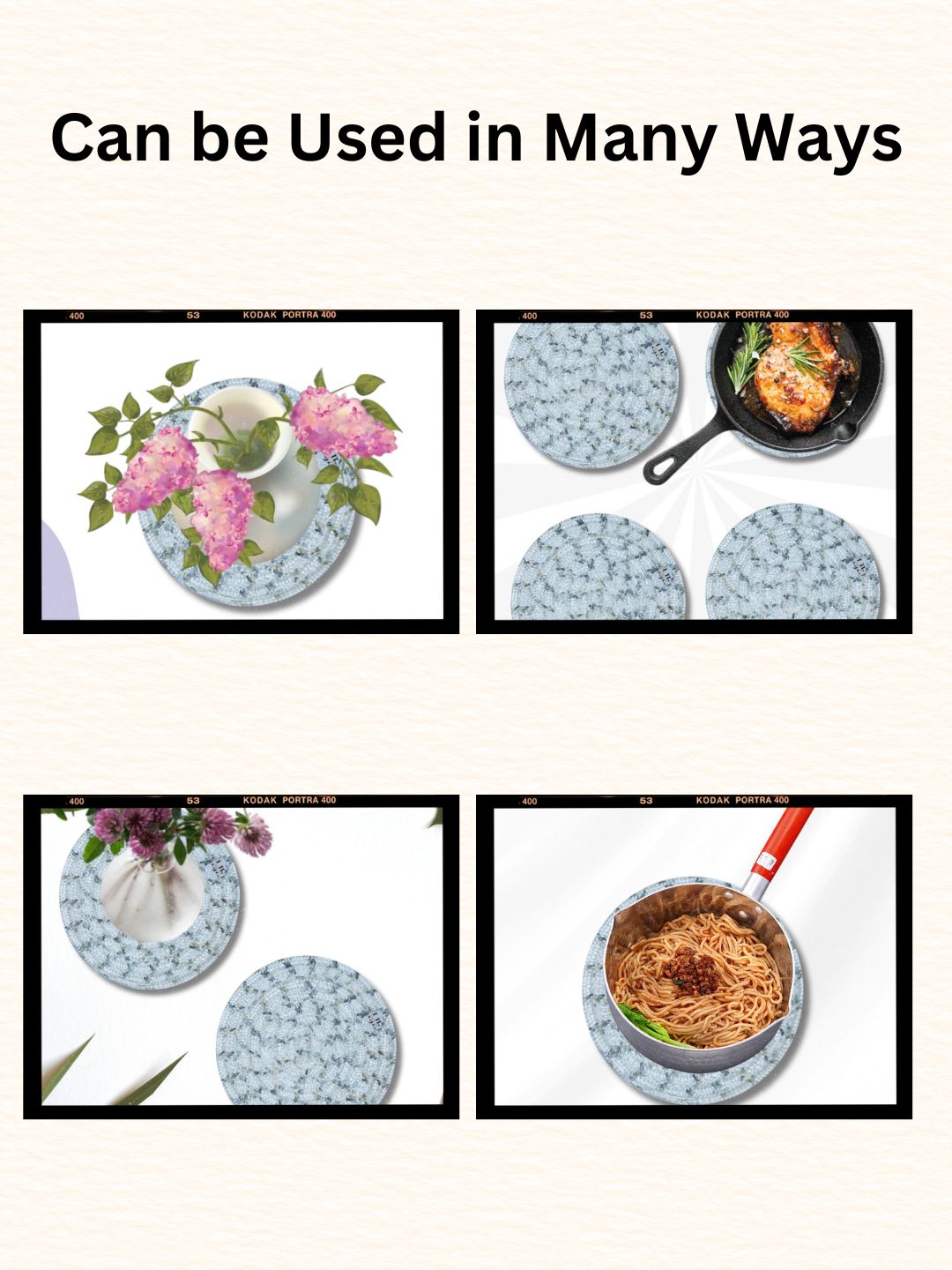 Bright Light grey Woven Polyester Pot Holder – Heat-Resistant and Durable Kitchen Essential**