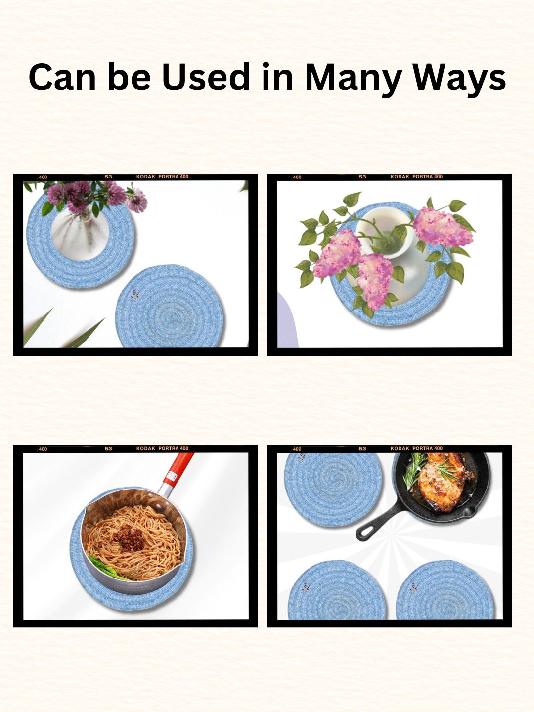 Bright Blue Woven Polyester Pot Holder– Heat-Resistant and Durable Kitchen Essential