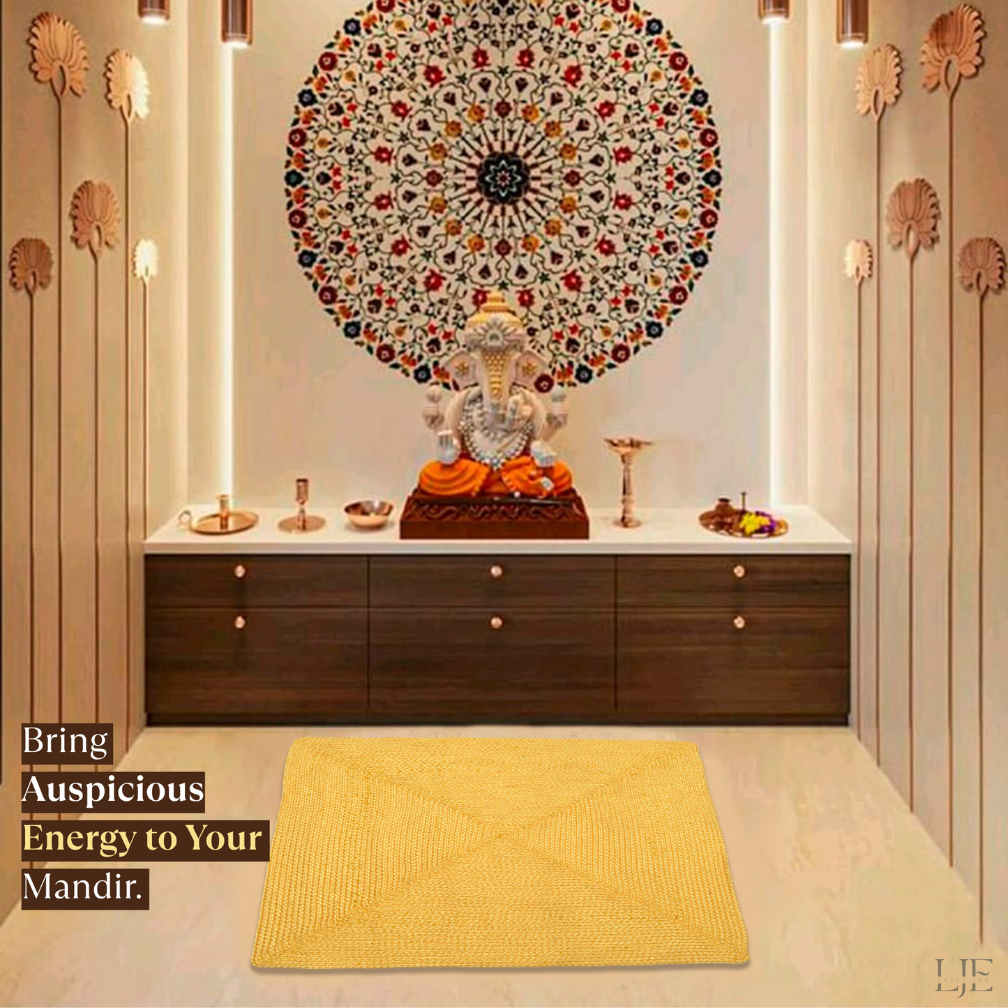 Handwoven Yellow Pooja Aasan