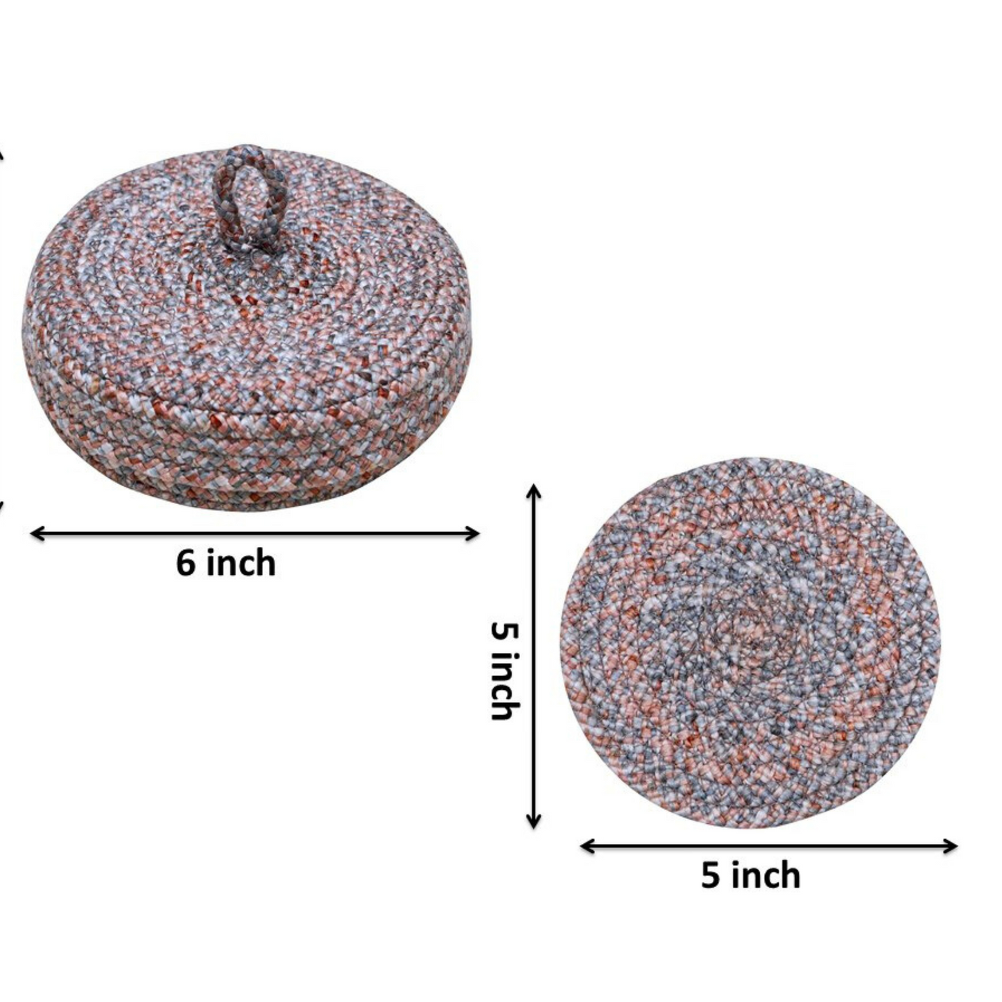 Coaster set with Lid Basket - Copper