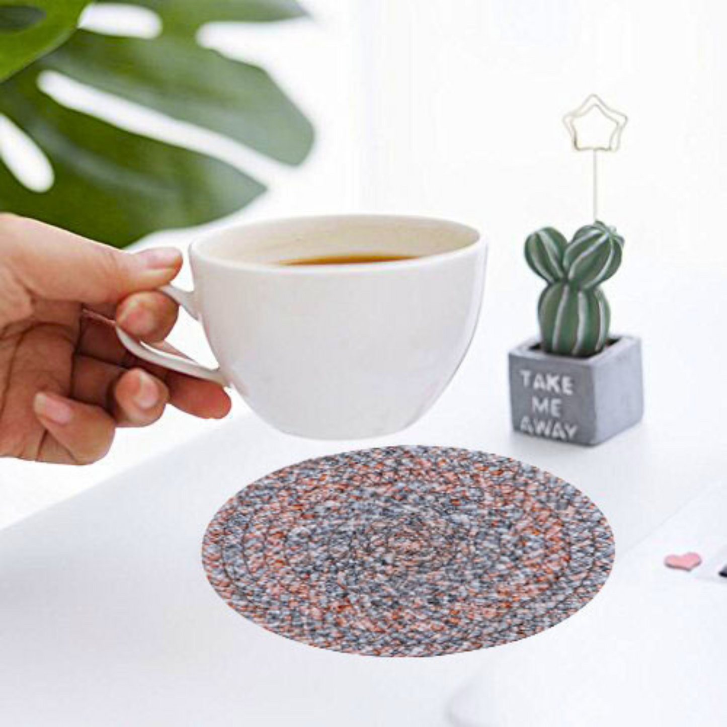 Coaster set with Lid Basket - Copper