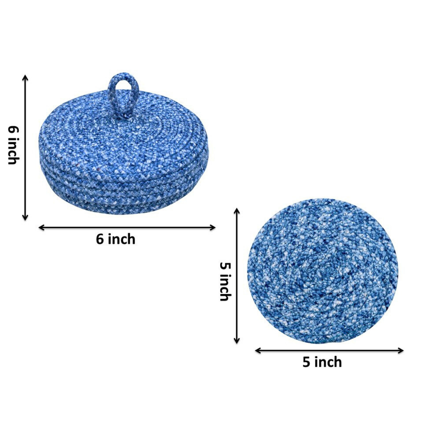 Coaster set with Lid Basket - Denim Blue