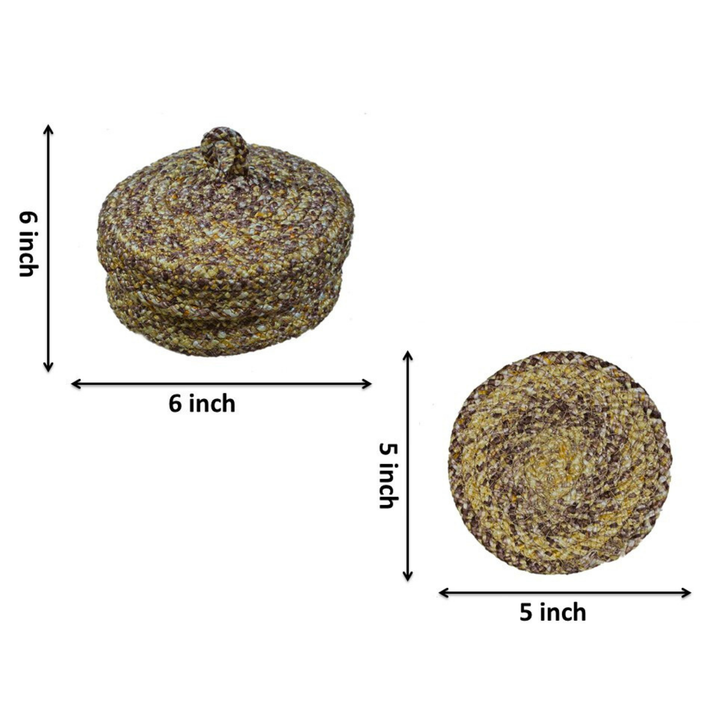 Coaster set with Lid Basket - Brown
