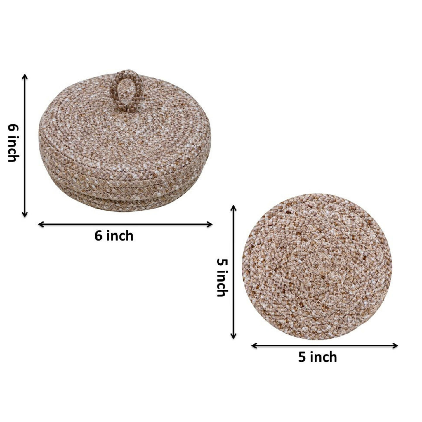Coaster set with Lid Basket - Beige
