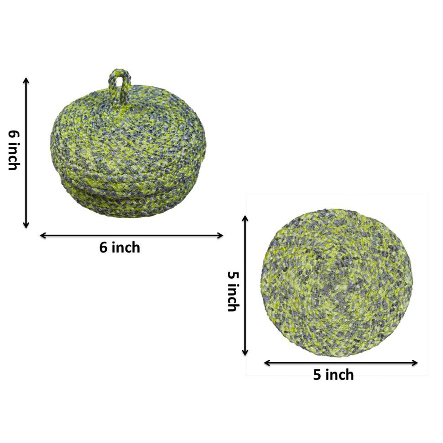 Coaster set with Lid Basket - Lime Green