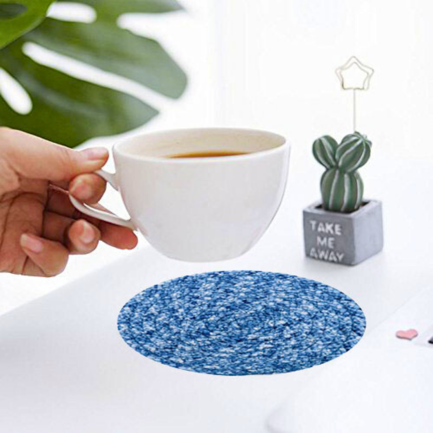 Coaster set with Lid Basket - Denim Blue