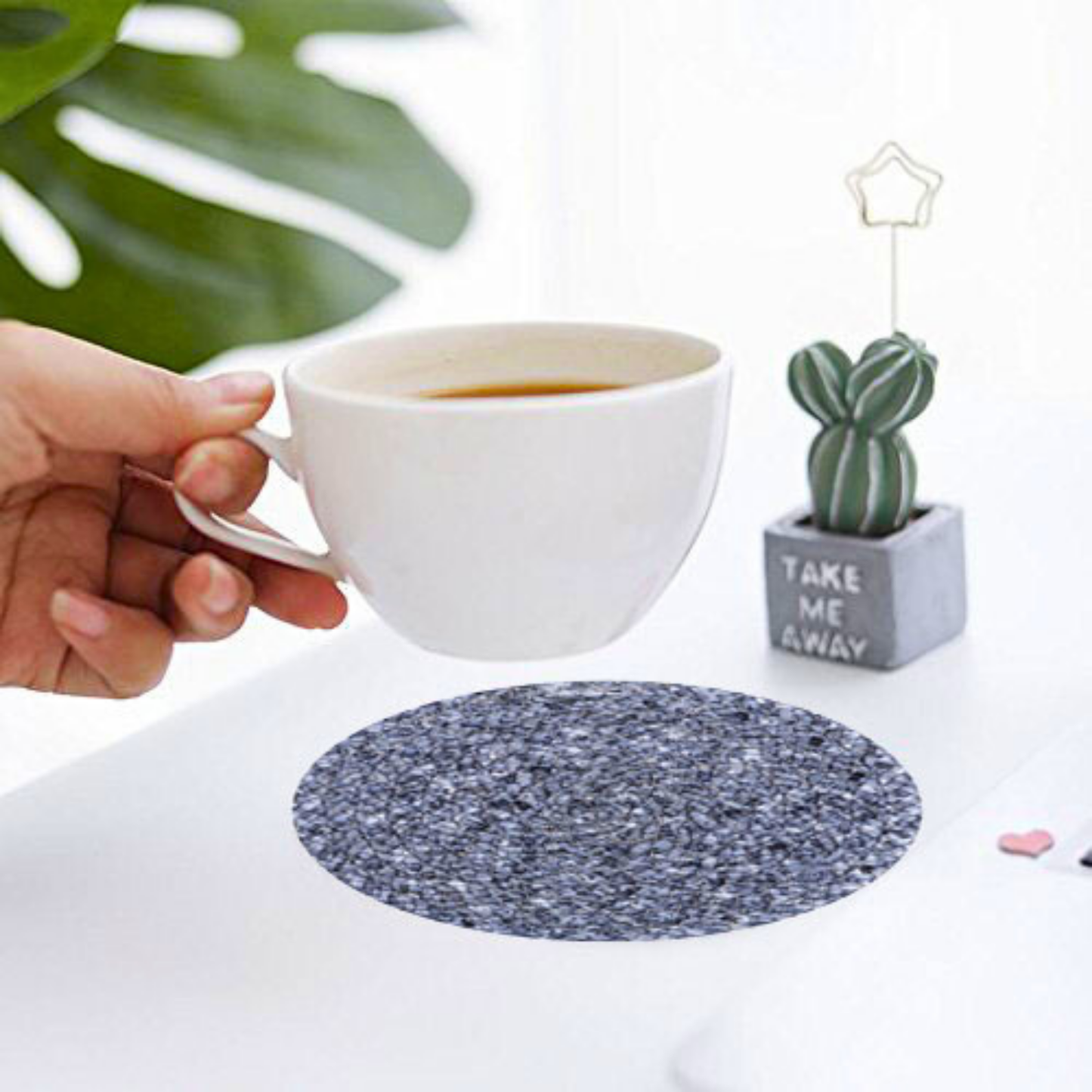 Coaster set with Lid Basket - Grey