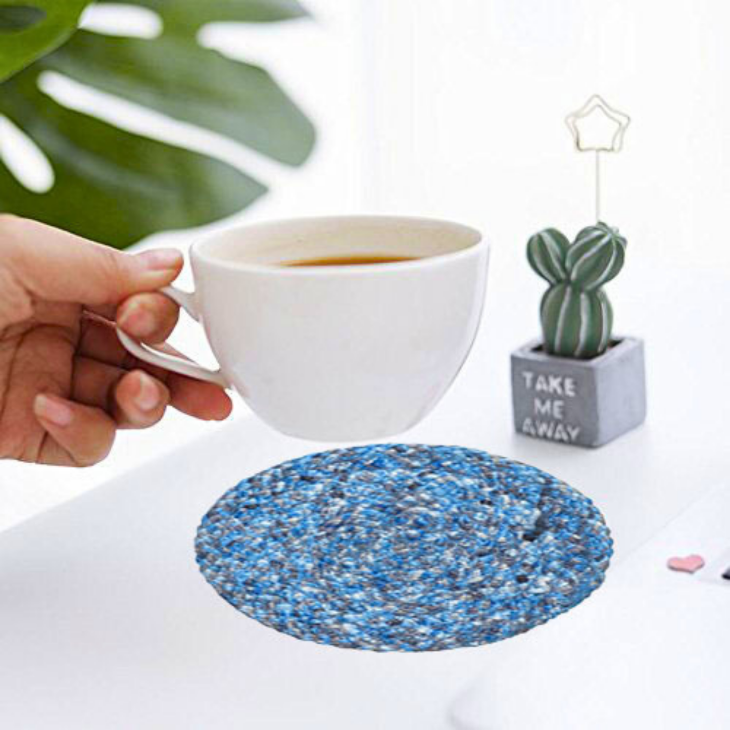 Coaster set with Lid Basket - Blue