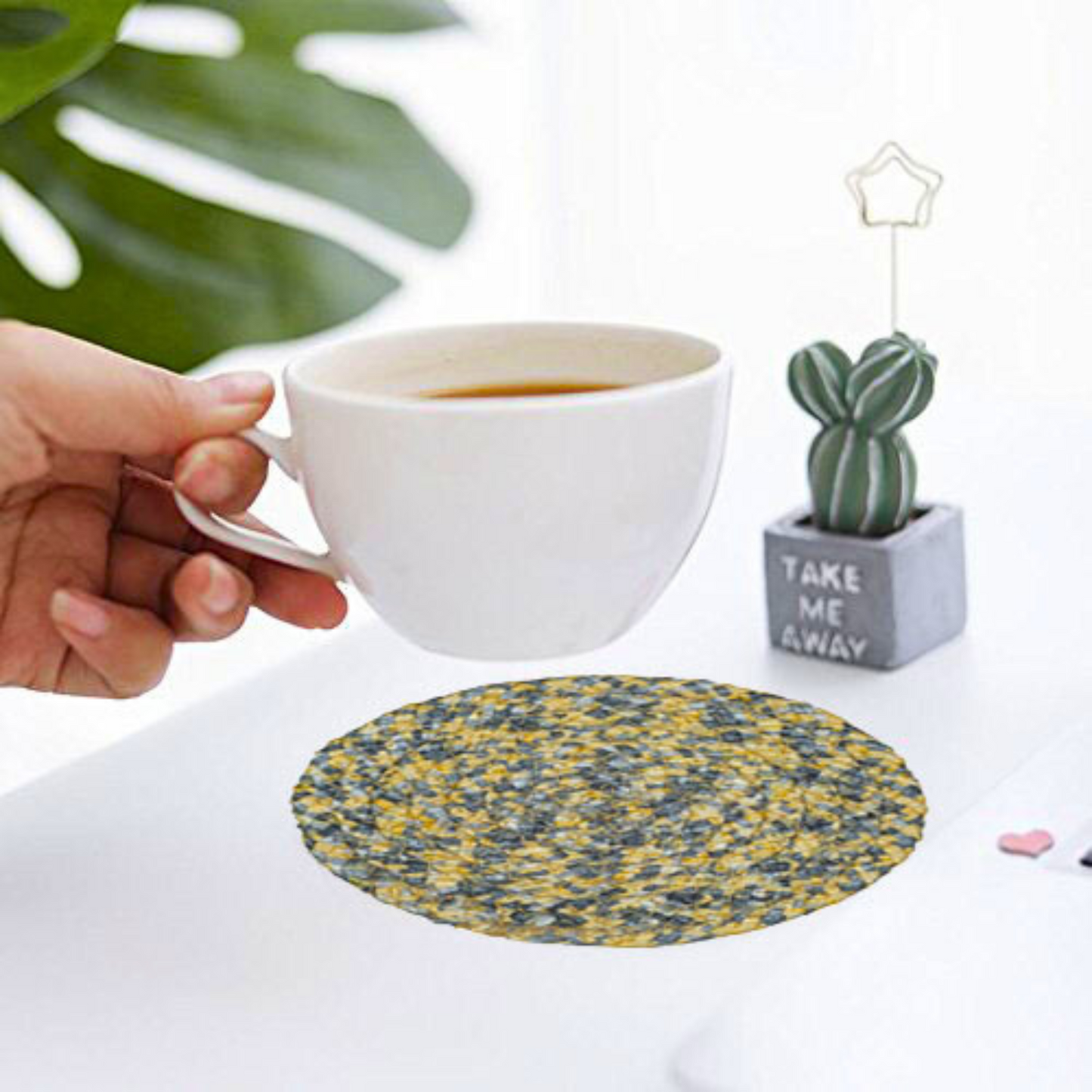 Coaster set with Lid Basket - Multi Colored