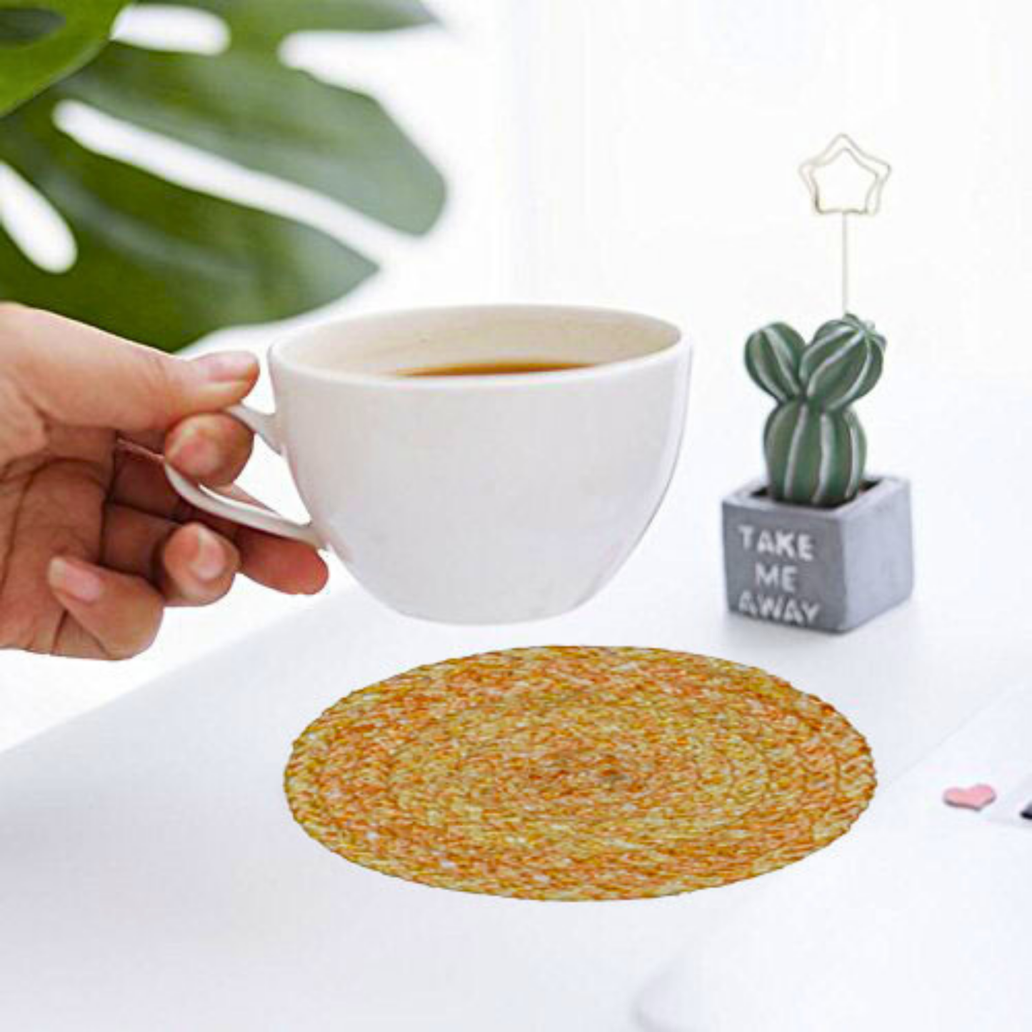Coaster set with Lid Basket - Orange