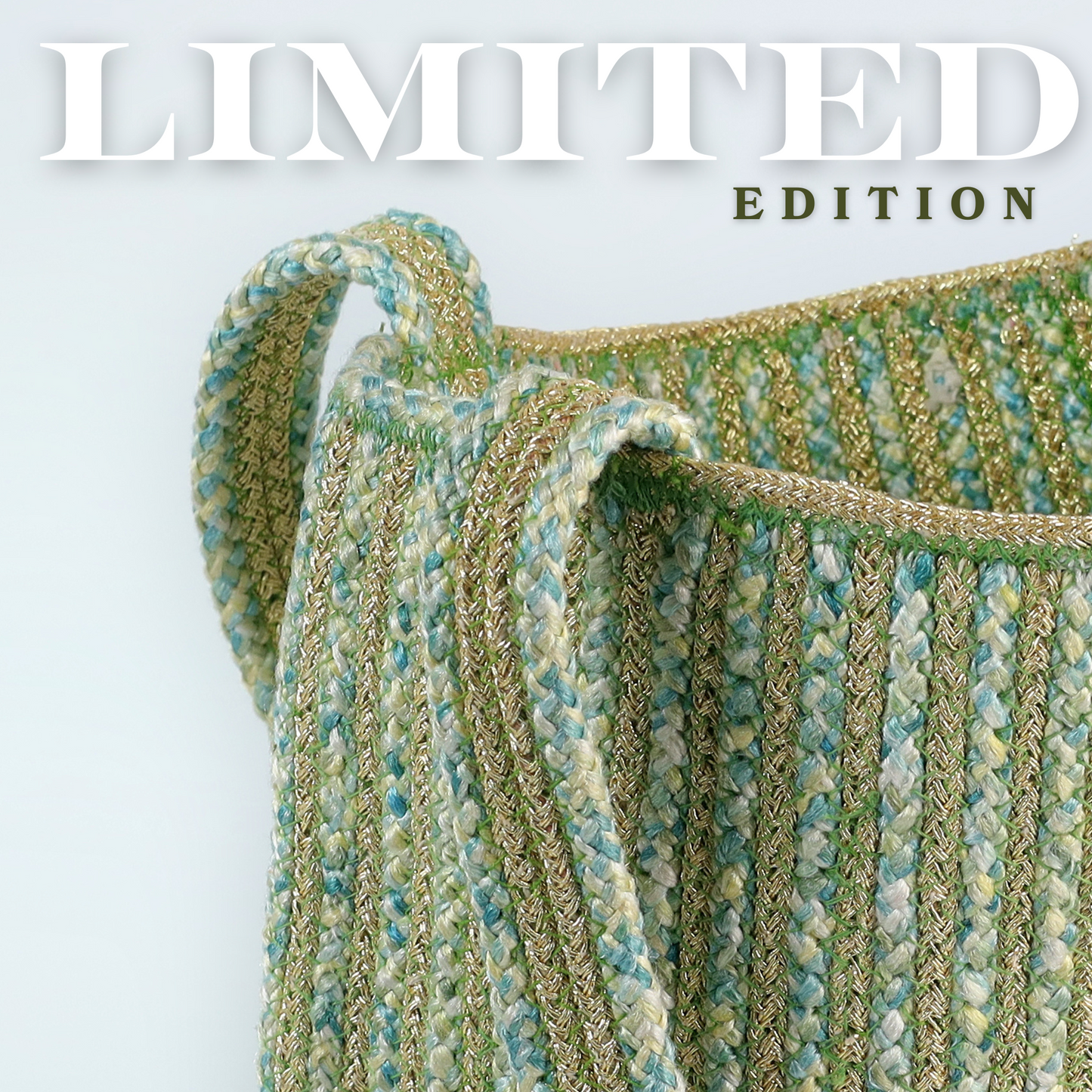 Golden Sling Bag – Shine Bright with Elegant Pastel Green & Gold Weave