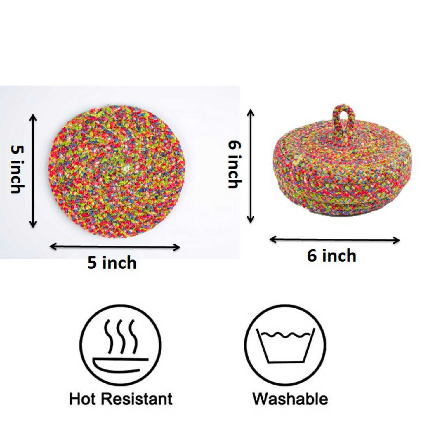 Coaster Set with Lid Basket - Rainbow Medle