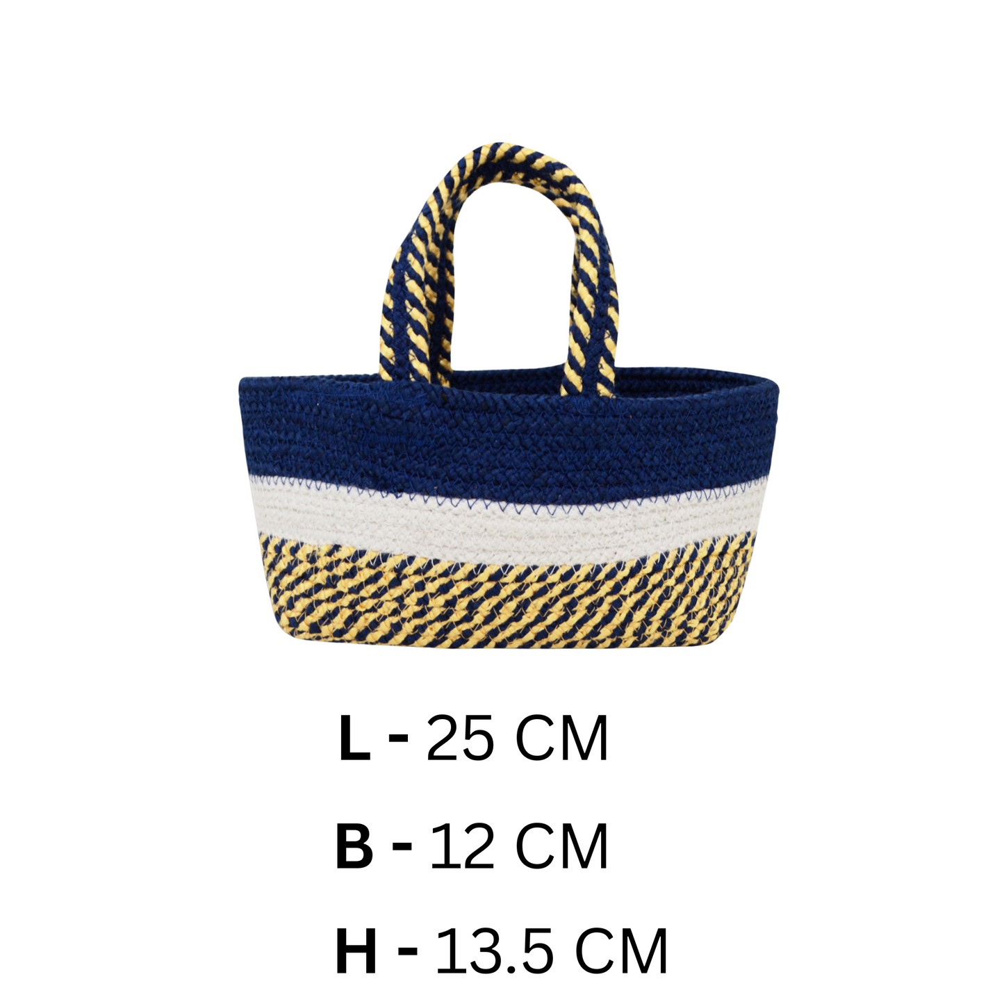 Handwoven Basket - Navy Blue and White