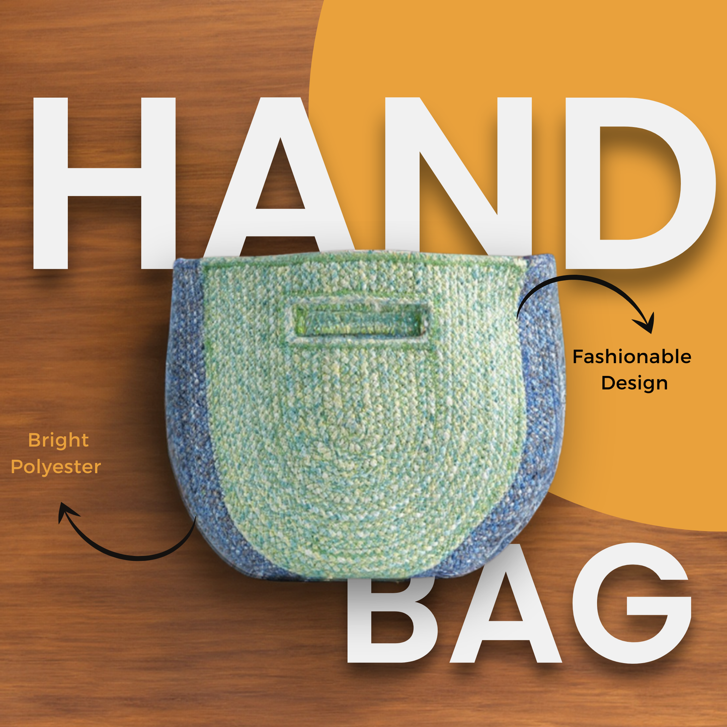 Polyester Pastel Meadow Green & Blue – Elegant Hand Bag