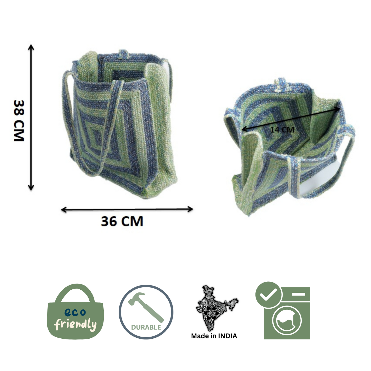Handcrafted Sling Bag – Pastel Meadow Green & Blue