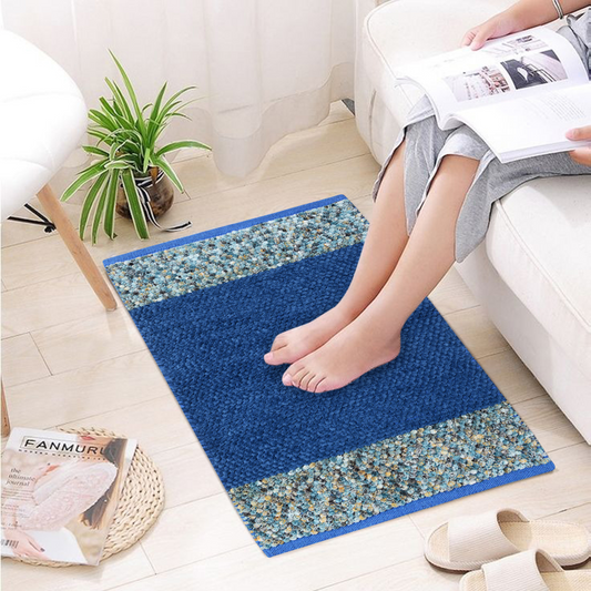 Blue - Super Soft Chenille Mat | Floor Rug