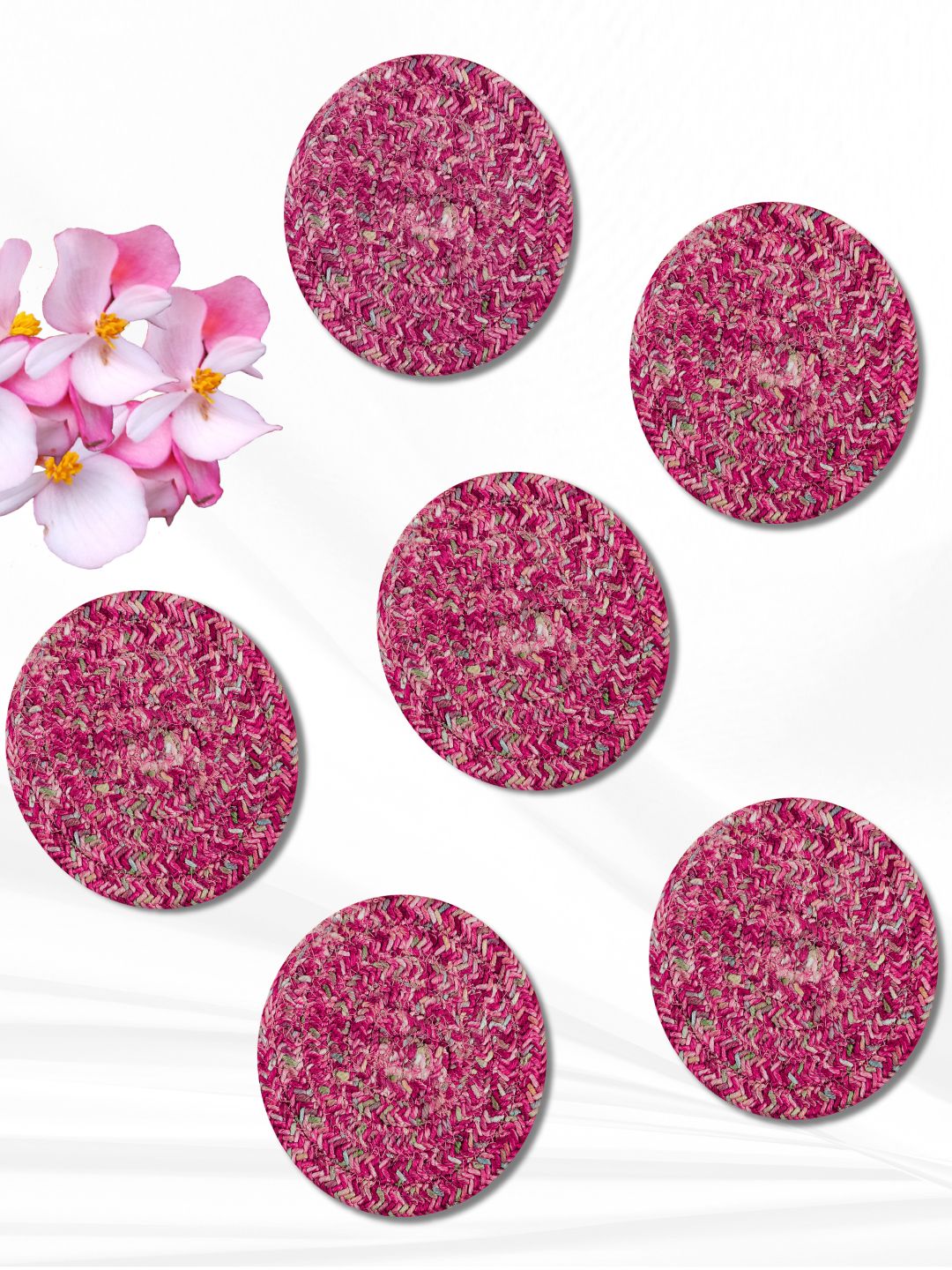 (Pack of 6) Coasters- RED PINK