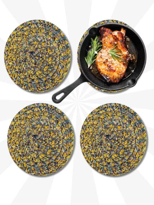 (Pack of 4)- Eco-Friendly Pot Holders- YELLOW BLUE