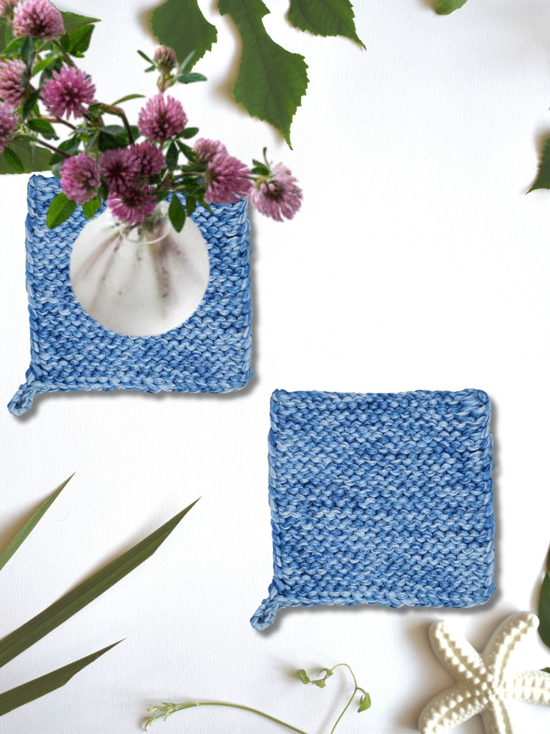 Pop of Color: Knitted Pot Holder for Stylish Kitchens( PACK OF 2)