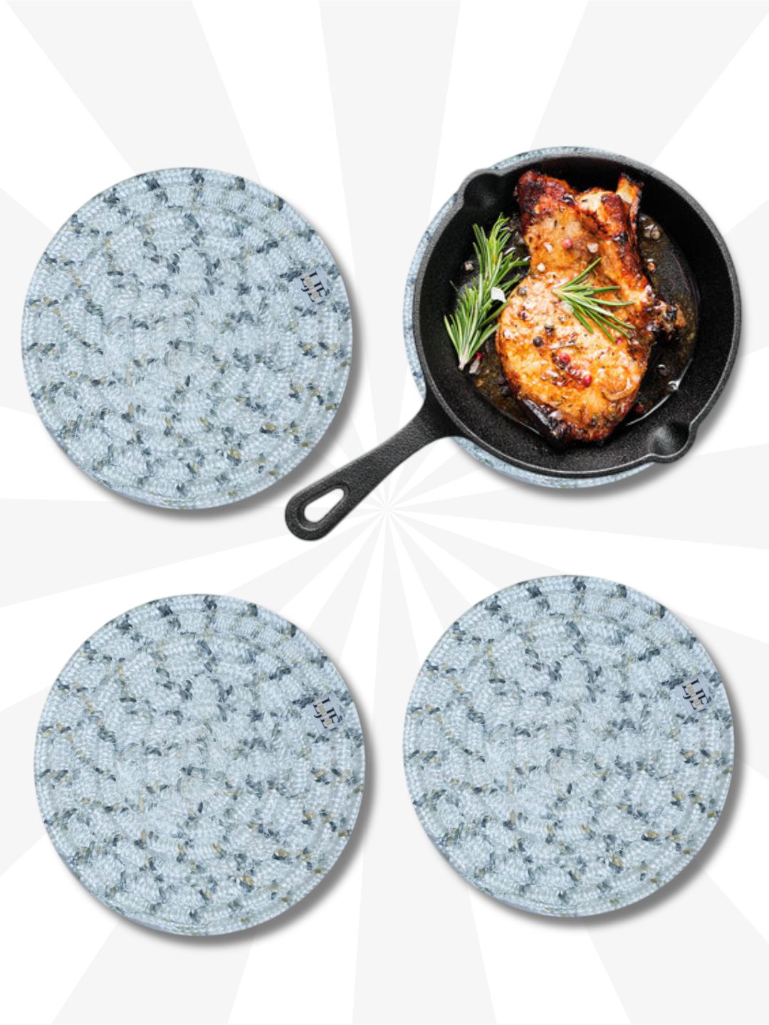 Bright Light grey Woven Polyester Pot Holder – Heat-Resistant and Durable Kitchen Essential**