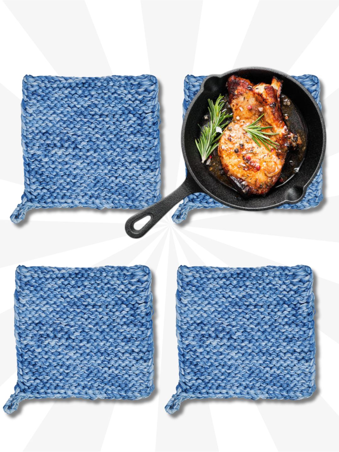 Pop of Color: Knitted Pot Holder for Stylish Kitchens( PACK OF 2)