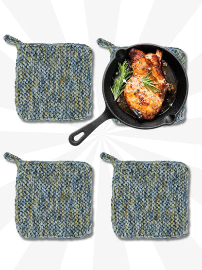 Heat-Proof & Eye-Catching: Knitted Pot Holder( PACK OF 2)