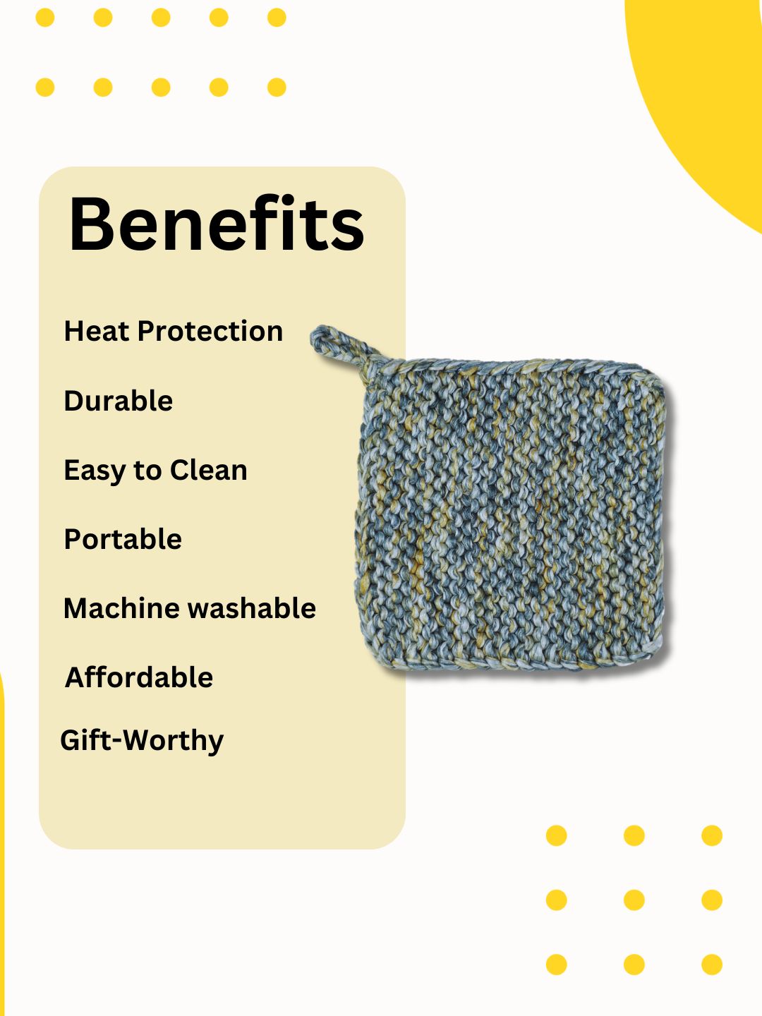 Heat-Proof & Eye-Catching: Knitted Pot Holder( PACK OF 2)