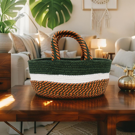 Handwoven Basket - Forest Green