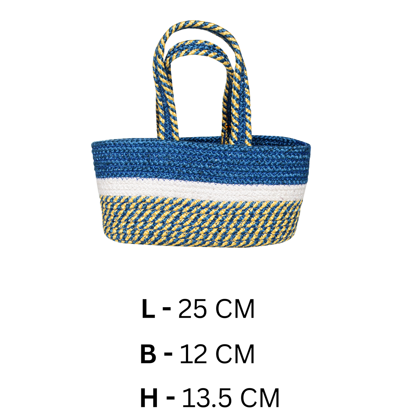 Handwoven Basket - Blue & Gold Accent