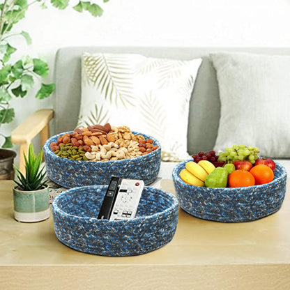 Blue Decorative Basket for Organizing Nuts, Fruits, or Remote Controls