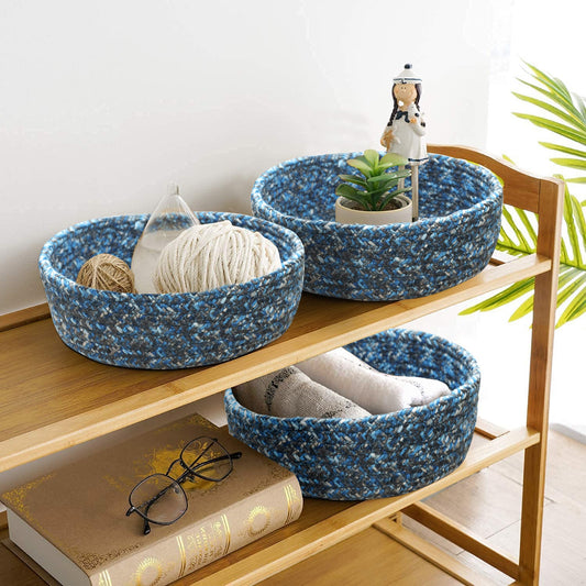 Blue Decorative Basket for Organizing Nuts, Fruits, or Remote Controls