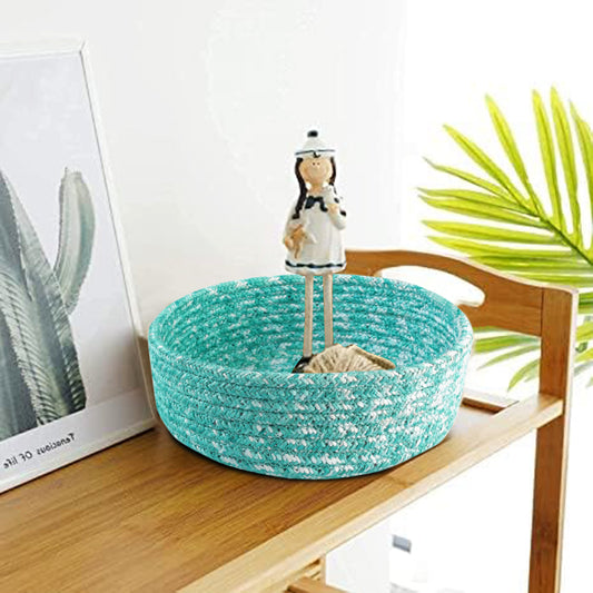 TEAL- COLORED Decorative Basket for Organizing Nuts, Fruits, or Remote Controls