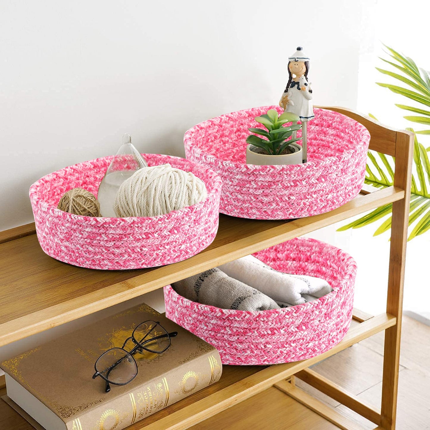 PINK Decorative Basket for Organizing Nuts, Fruits, or Remote Controls